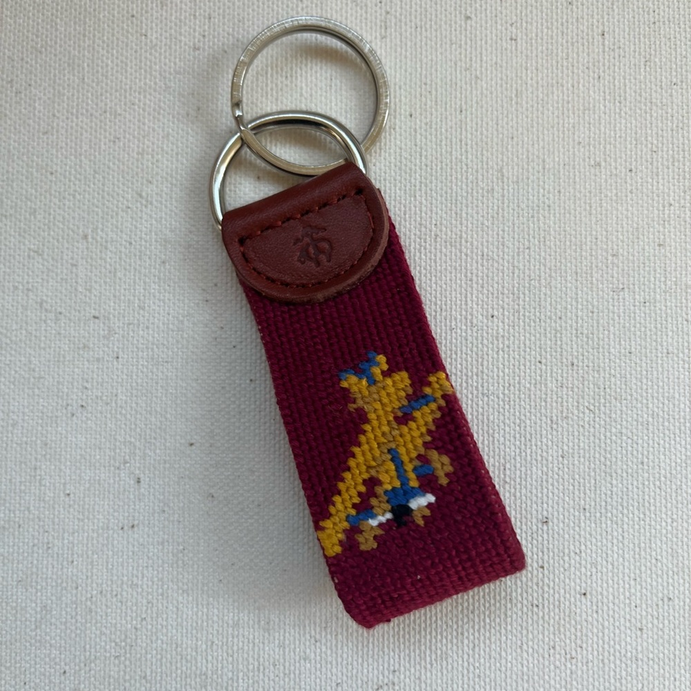 Brooks brother vintage plane key chain needlepoint